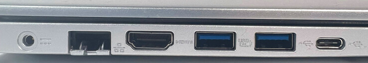 Links: voedingspoort, 1x Gigabit LAN, 2 x USB 3.1 Gen1 Type-A, 1x USB 3.1 Gen1 Type-C