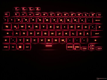 Verlicht toetsenbord (hier bijvoorbeeld in het rood)