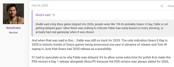 NateTheHate2 geeft commentaar op Fable reboot PS5 versie (Afbeelding bron: screenshot, NateDrake@ResetEra forums)