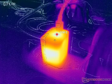 De netadapter bereikt een temperatuur van meer dan 38 °C bij zware belasting