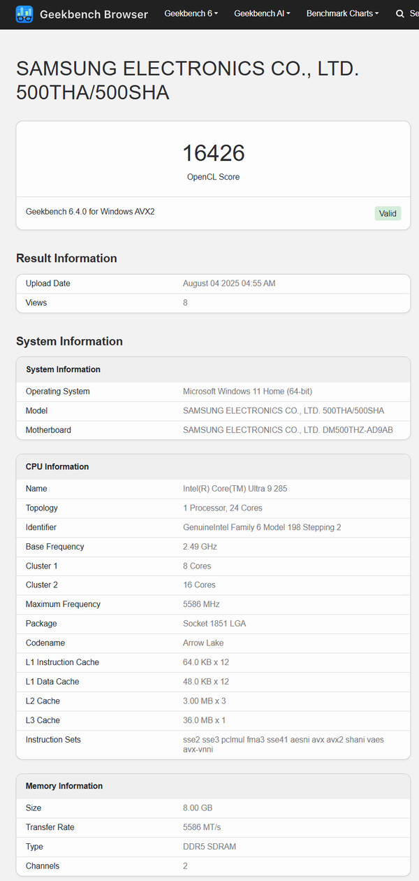 (Afbeeldingsbron: Geekbench)