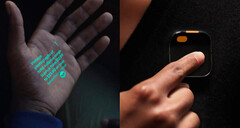 De Humane Ai Pin giet informatie op oppervlakken met een Laser Ink Display. (Afbeeldingsbron: Humane)
