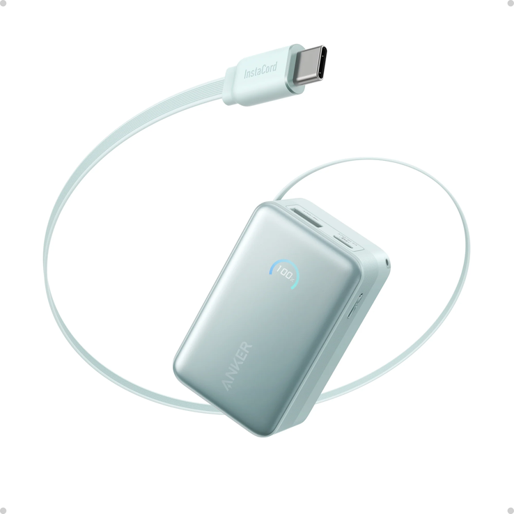 De Anker Nano Power Bank (10K, 45W, ingebouwde, intrekbare USB-C-kabel). (Afbeeldingsbron: Anker)