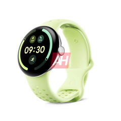De "Pixel Watch 4" wordt naar verluidt getoond met sportbandjes in Limoncello...