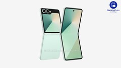 Onofficiële render van de aankomende Galaxy Z Flip7. (Afbeeldingsbron: OnLeaks en SammyGuru)