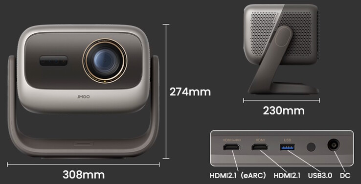 JMGO N3 Ultimate afmetingen en poorten.