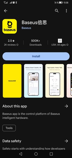 Baseus in de Google Play Store