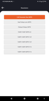 Lijst met camera-instellingen in app