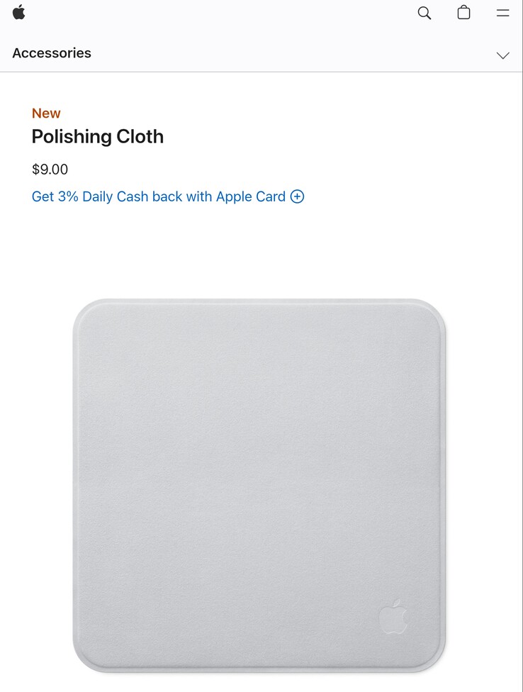 De nieuwe Apple-poetsdoek die in de Apple Store wordt aangeboden