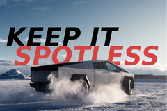 De Tesla Cybertruck lijkt constant gereinigd te moeten worden om vlekken en corrosie te voorkomen. (Afbeeldingsbron: Tesla - bewerkt