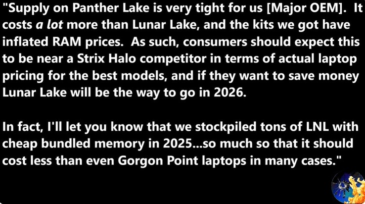 Intel Panther Lake laptops zullen behoorlijk duur worden.