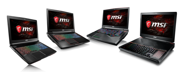 MSI’s GT-series notebooks beschikken over vier RAM sloten voor maximaal 64 GB RAM. Van links naar rechts: GT62VR Dominator, GT73VR Titan, GT75VR Titan en GT83VR Titan.