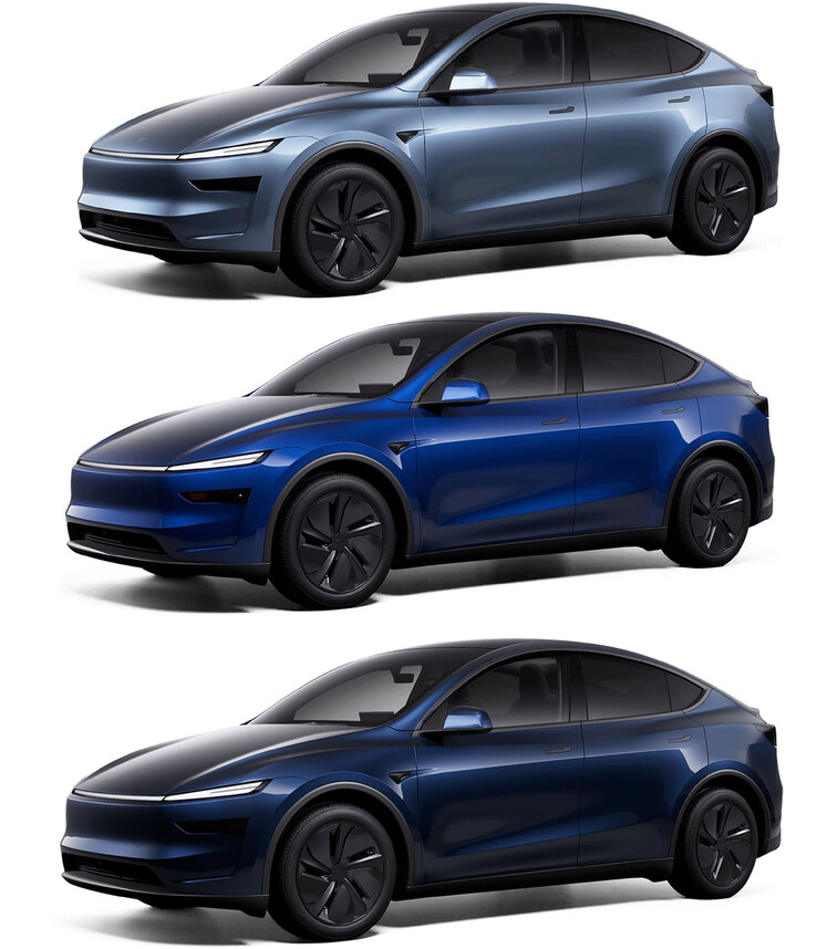 Vergelijking van alle Model Y blauwe kleuren. (afbeeldingsbron: Sawyer Merritt/X)