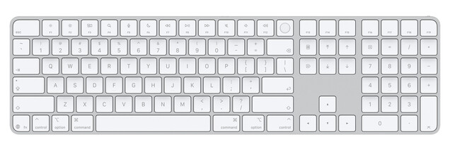 Het nieuwe Magic Keyboard van Apple met numeriek toetsenblok vervangt op sommige toetsen ook tekstlabels door pictogrammen.