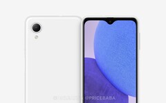 De Galaxy A23e ruilt de vier naar achteren gerichte camera&#039;s van de Galaxy A23 in voor een enkele naar achteren gerichte sensor. (Beeldbron: @OnLeaks &amp;amp; Pricebaba)