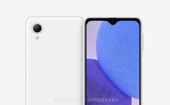 De Galaxy A23e ruilt de vier naar achteren gerichte camera's van de Galaxy A23 in voor een enkele naar achteren gerichte sensor. (Beeldbron: @OnLeaks & Pricebaba)