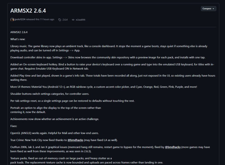 Patch-opmerkingen bij de nieuwste build.