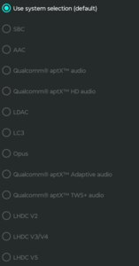 Beschikbare Bluetooth-audiocodecs