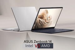 Intel-ZenBook 14 vs. AMD-ZenBook 14 (Afbeelding bron: Asus met bewerkingen)