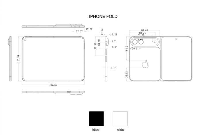 Vermeende iPhone Ultra/Fold schema's van een hoesjesfabrikant (opgeschaald met AI).