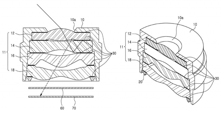 Samsung patent op cameralens van geprinte telefoon.