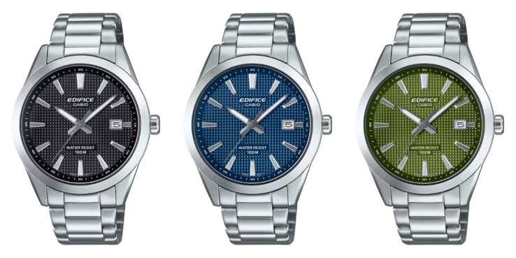 Van links naar rechts: de Casio Edifice EFV-160D-1AV, EFV-160D-2AV en EFV-160D-3AV horloges. (Afbeeldingsbron: Casio)