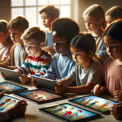 Jonge kinderen die te veel uren naar video's kijken, hebben een achterblijvende spraakontwikkeling. (Bron: AI-gegenereerde afbeelding Dall-E 3)