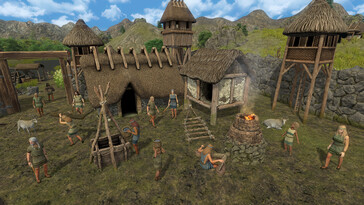Een afbeelding van een dorp in Dawn of Man.