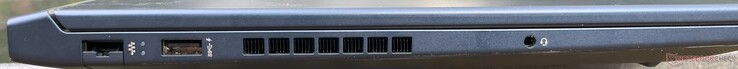 Links: USB-A, RJ45 Ethernet-poort en 3,5 mm audio-aansluiting
