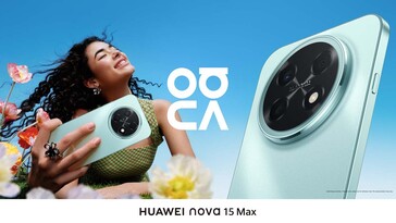 De Huawei Nova 15 Max in blauwe kleurstelling