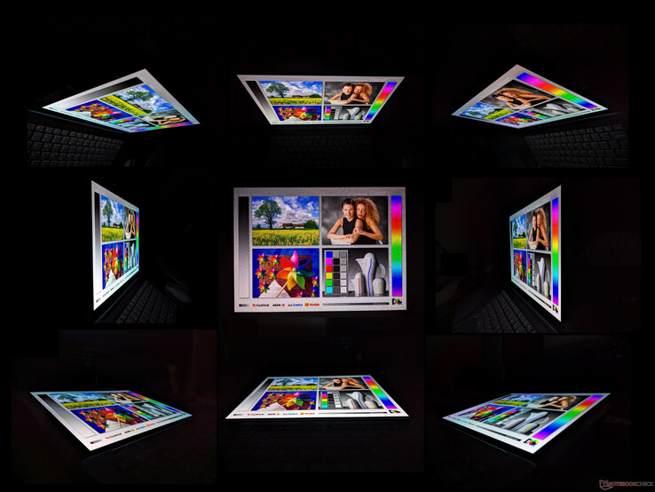 Brede OLED kijkhoeken. Een regenboogeffect is zichtbaar vanuit extreme hoeken