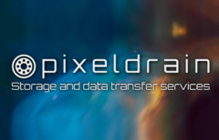 Het logo van de website omgeven door een artistieke impressie van de ruimte (bron: PixelDrain - bewerkt)