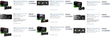 RTX 40 Super serie catalogusprijs op BestBuy (Afbeelding bron: BestBuy via: VideoCardz)