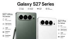 Ontwerpschetsen wijzen op een horizontale cameraopstelling voor de Samsung Galaxy S27 Ultra en Galaxy S27 Pro.