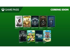 Een promotionele afbeelding voor Xbox Game Pass met covers van negen nieuwe titels die in april 2025 aan de service worden toegevoegd. (Afbeelding Bron: Microsoft)