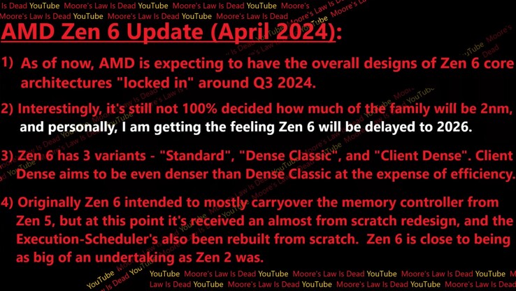 AMD Zen 6 lek. (Bron: De Wet van Moore is dood)