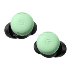 De Pixel Buds Pro 2 in de bekende 'Wintergreen' kleurstelling. (Afbeeldingsbron: @OnLeaks & Android Headlines)