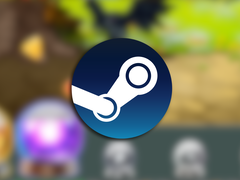 Een screenshot van het spel met het Steam-logo erbovenop.