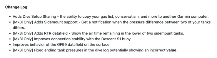 De releaseopmerkingen voor Garmin Descent Mk3/Mk3i Systeemsoftware 25.21