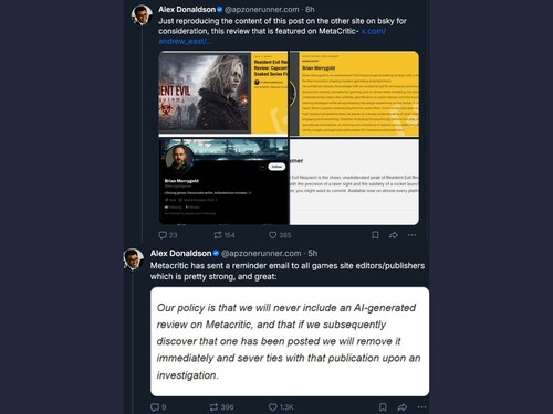 Bluesky bericht over Resident Evil Requiem AI beoordeling