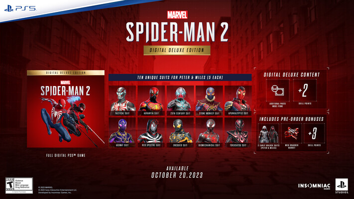 Marvel's Spider-Man 2 Digital Deluxe inhoud (afbeelding via Sony)