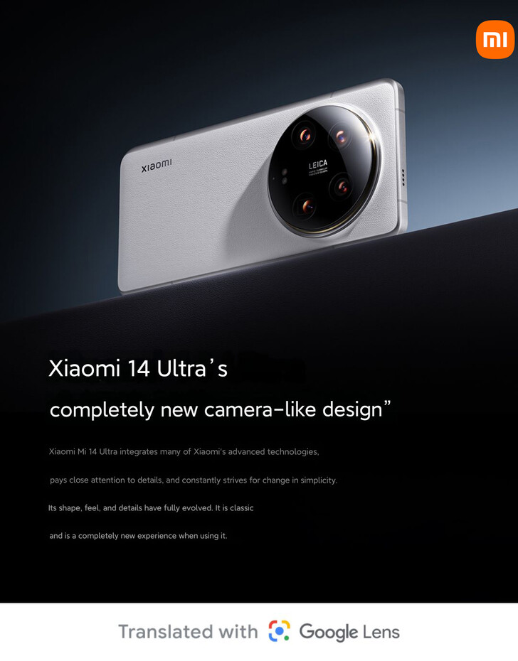 Nieuw "camera-achtig ontwerp" van de Xiaomi 14 Ultra (Afb. bron: Xiaomi)
