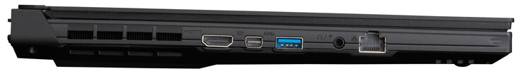 Linkerzijde: HDMI 2.1, Mini Displayport 1.4, USB 3.2 Gen 1 (Type A), gecombineerde audio-aansluiting, Gigabit Ethernet