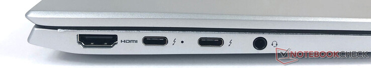 Links: 2x USB-C, 1x HDMI, 1x audio-aansluiting
