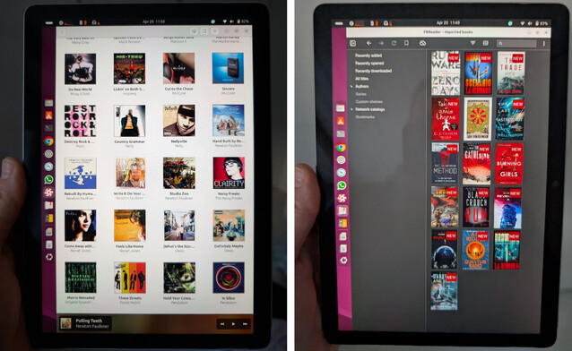De Surface Go 2 werkt goed als een 2 in 1 in combinatie met FBReader en Lollipop (Afbeelding Bron: Notebookcheck)