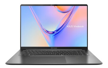 Asus Vivobook S16 van voren weergegeven met het scherm open