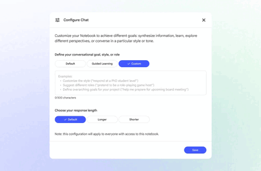 De chat kan nu worden gepersonaliseerd via een configuratiepictogram. (Afbeeldingsbron: Google)