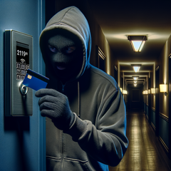 Criminelen kunnen alle Saflok RFID beveiligde deuren in een pand openen met één keycard om een master keycard te maken. (Bron: AI Afbeelding Dall-E 3)