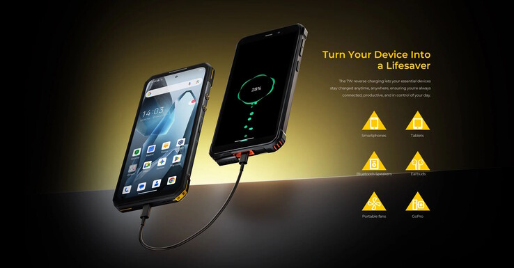 De 10.000 mAh batterij kan andere apparaten opladen. (Afbeeldingsbron: Oukitel)