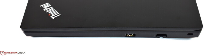 Rechterkant: USB 2.0 Type-A, RJ45 Ethernet, Kensington lock